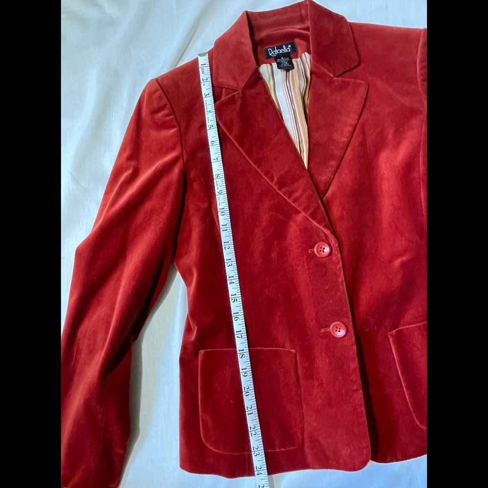 Rafaella ladies rust/orange, cotton velveteen blazer; Size 8 - Picture 5 of 8